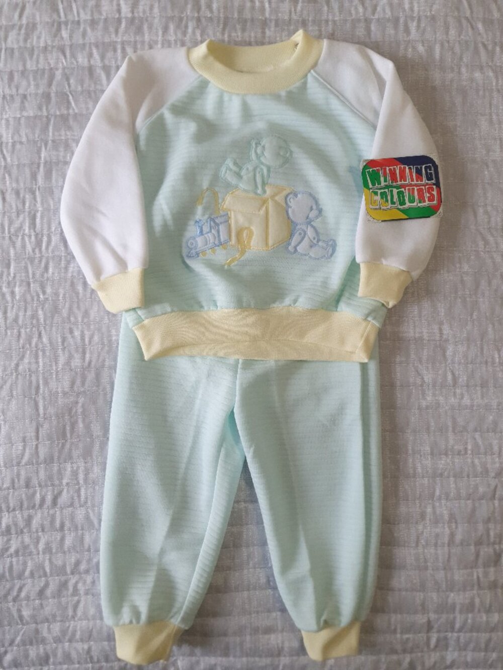 Vintage Winning Colours Baby Mint Green Track Suit Set – Size 18M Retro